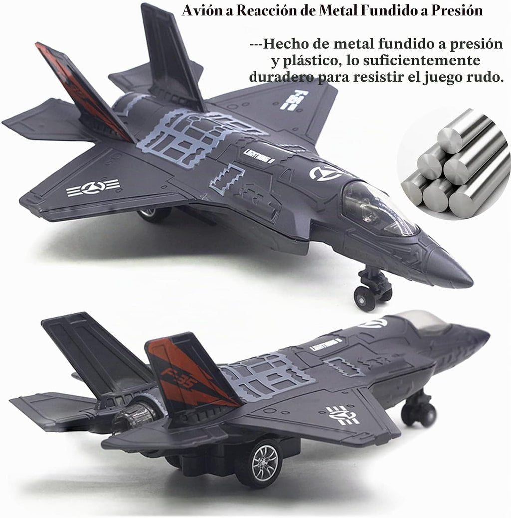 Avión de Combate a Escala Militar F-35 Modelo de Avión del Ejército Fuerza Aérea de Metal Fundido con Retroceso Avión de Ataque y Bombardeo con Luces y Sonidos para Niños o Colección