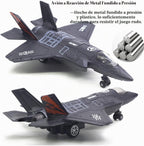 Avión de Combate a Escala Militar F-35 Modelo de Avión del Ejército Fuerza Aérea de Metal Fundido con Retroceso Avión de Ataque y Bombardeo con Luces y Sonidos para Niños o Colección