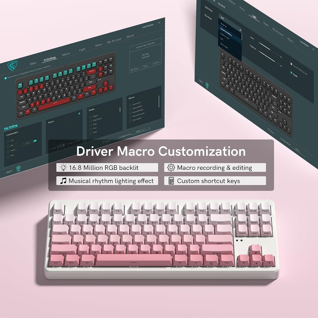 FL ESPORTS NX87 Teclado mecánico inalámbrico de grado militar - Dur...