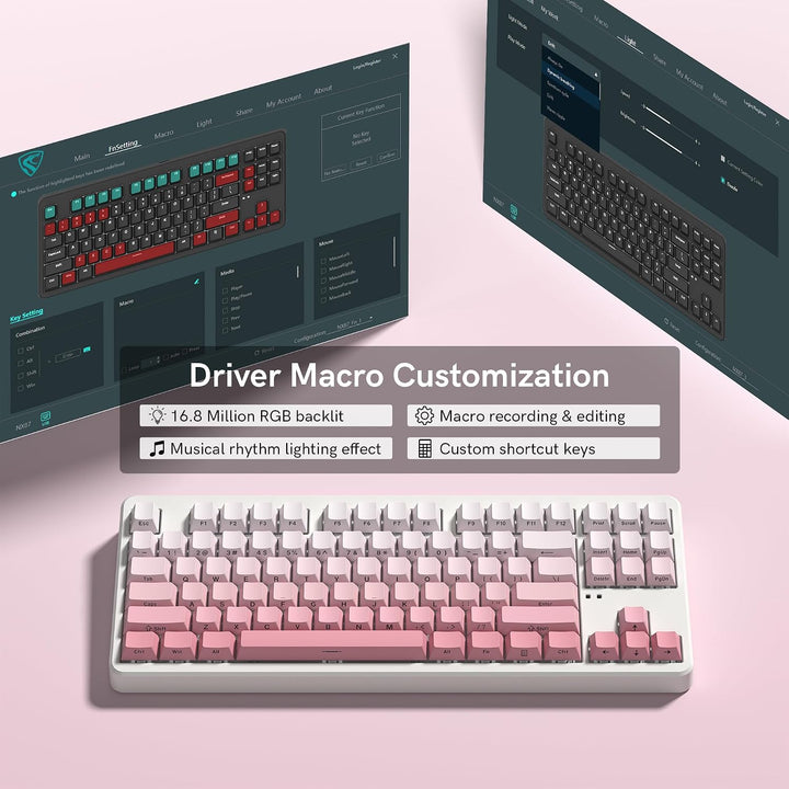 FL ESPORTS NX87 Teclado mecánico inalámbrico de grado militar - Dur...