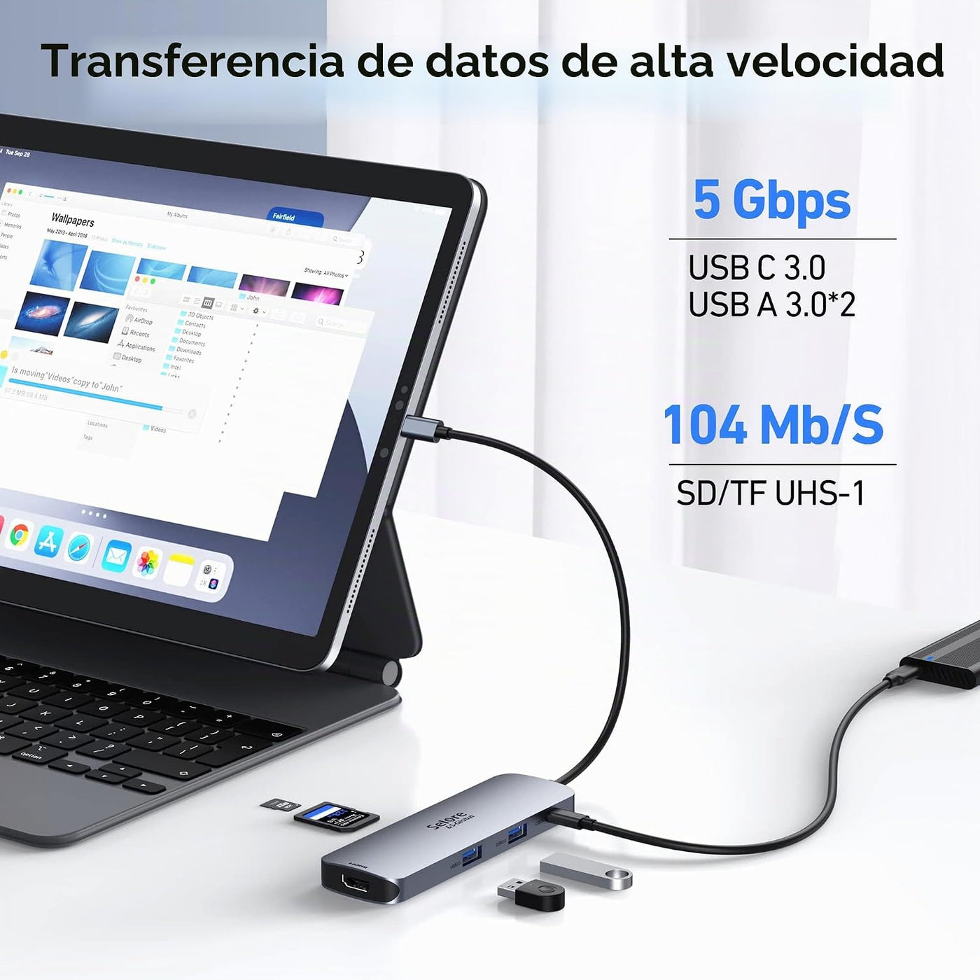 Estación de acoplamiento USB C con monitor dual HDMI, adaptador USB...