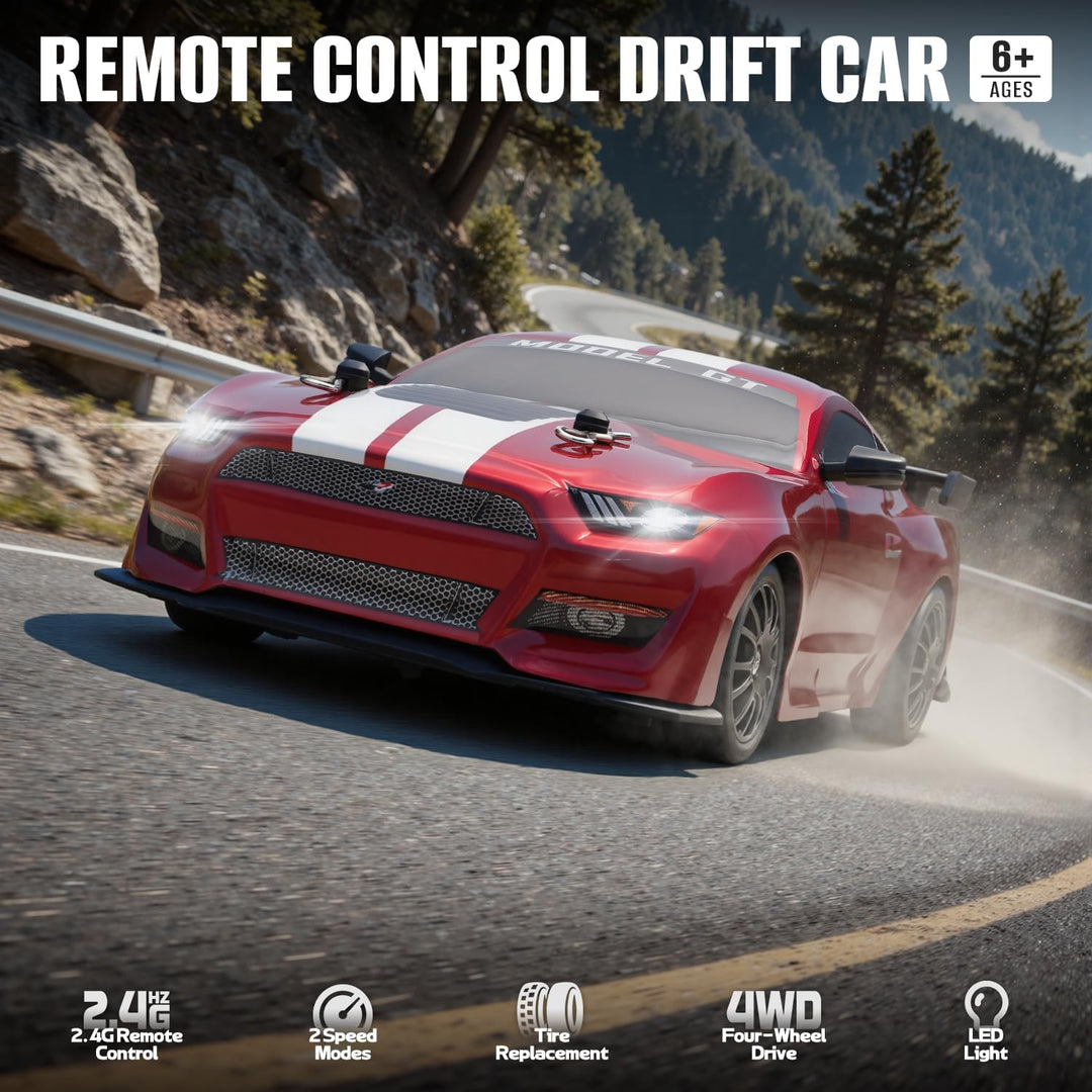 Coche de deriva a control remoto a escala 1:24, vehículo para niños...