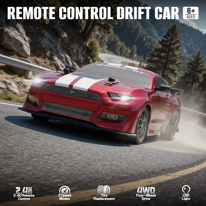 Coche de deriva a control remoto a escala 1:24, vehículo para niños...