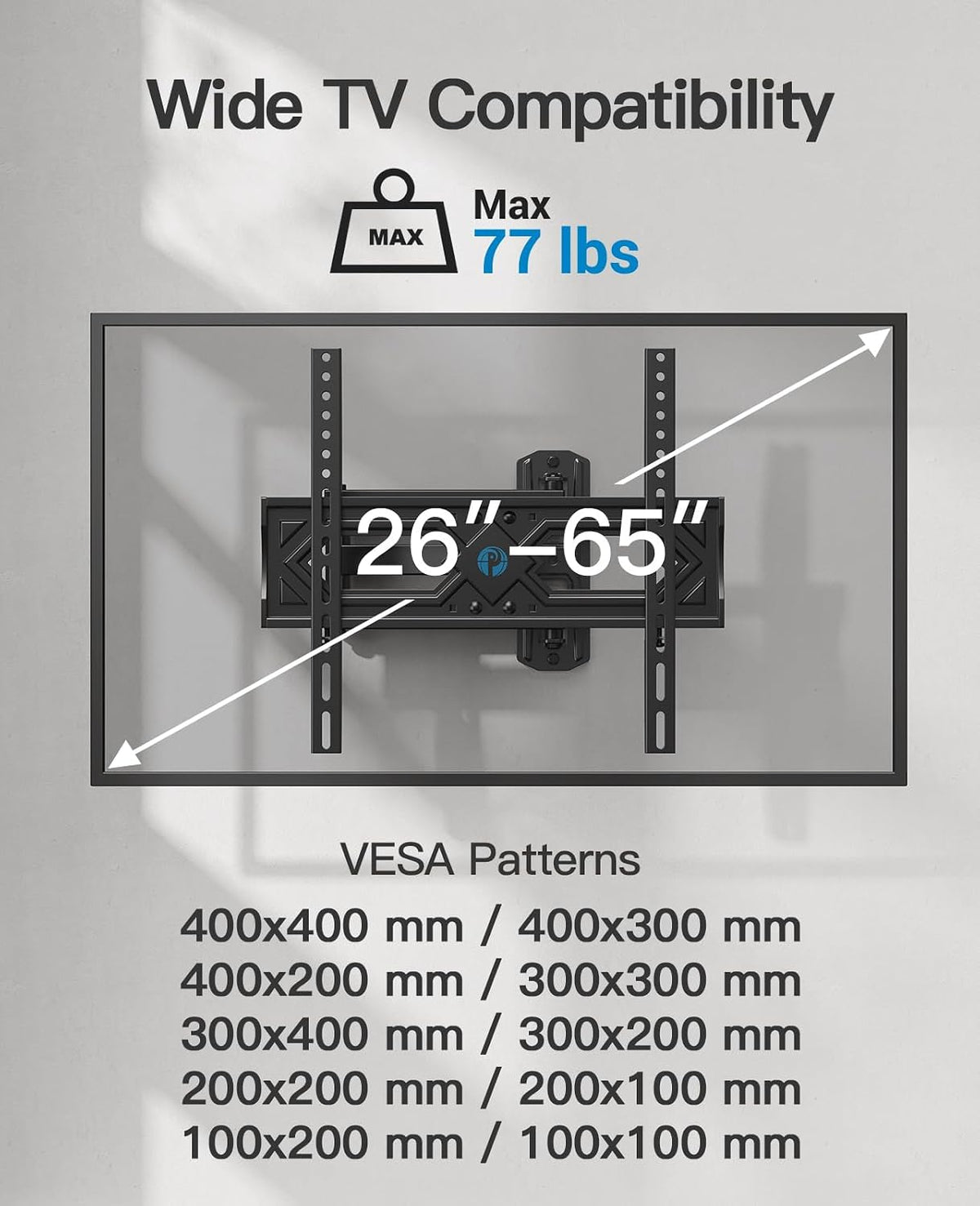 Pipishell Soporte de pared para TV de movimiento completo para televisores