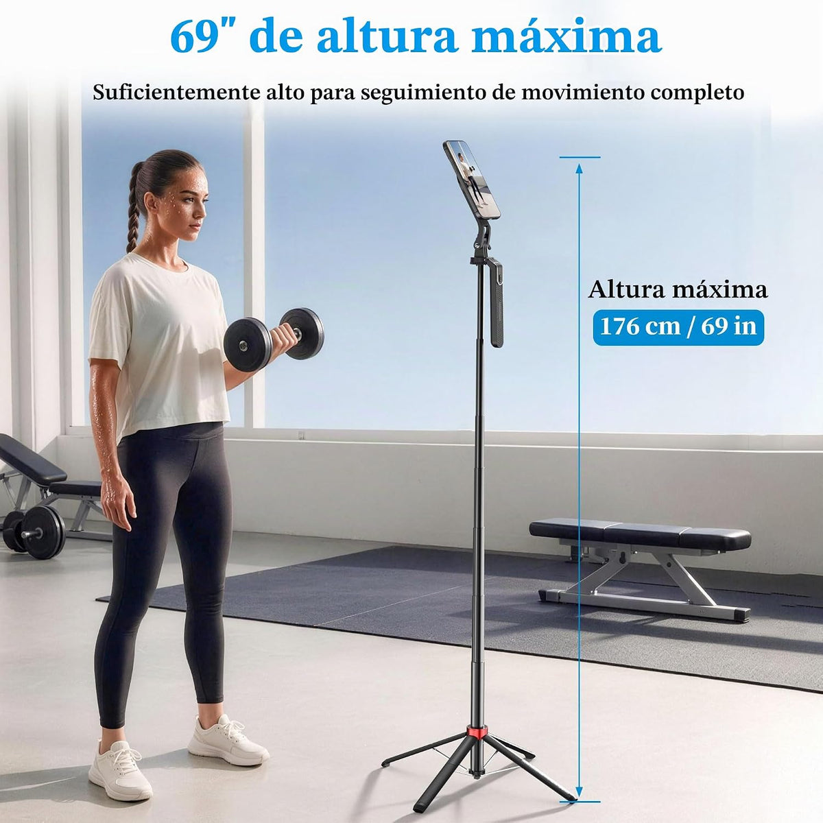 PlusAcc Trípode magnético para iPhone con control remoto recargable, 69"