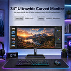 Deco Gear - Monitor WQHD de 34 pulgadas curvo Super UltraWide 3440...