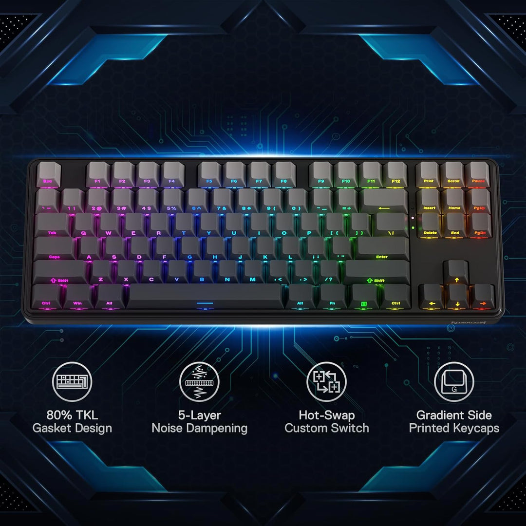 Teclado Gaming RGB Redragon K707 PRO GB 80% Gasket, Teclado Mecánic...