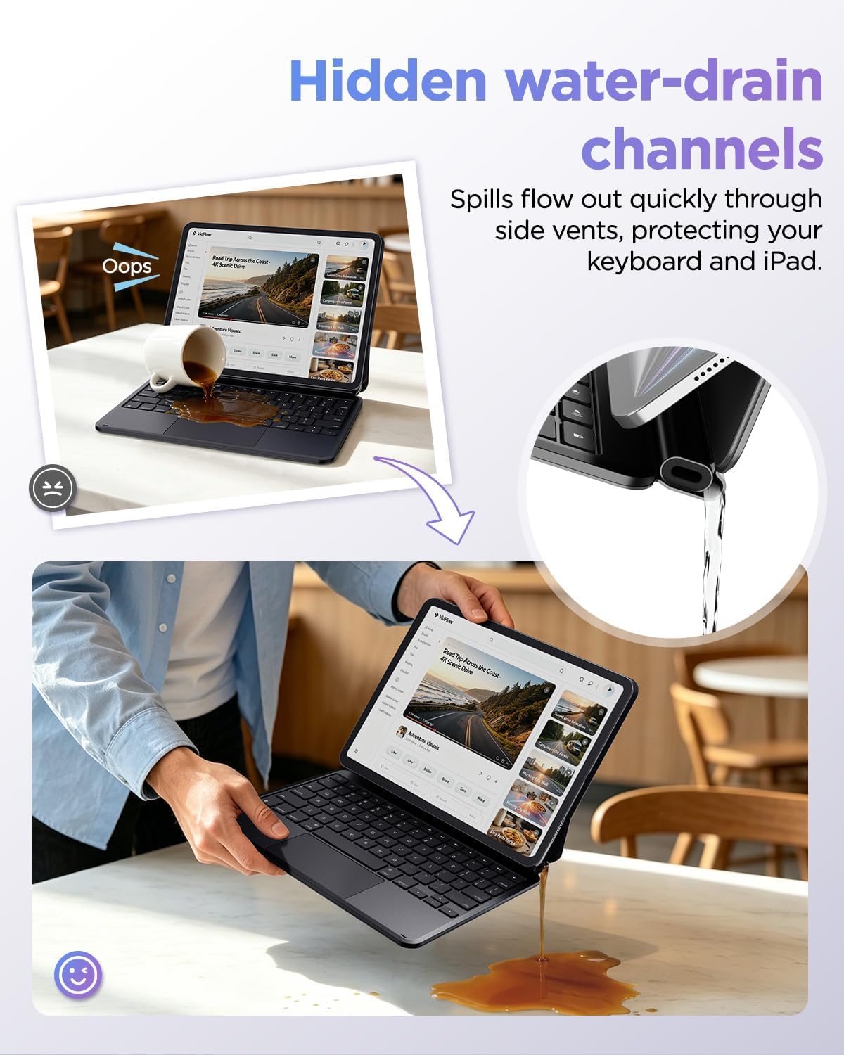 BOBOLEE Funda de teclado delgada de aluminio para iPad Air de 13 pulgadas