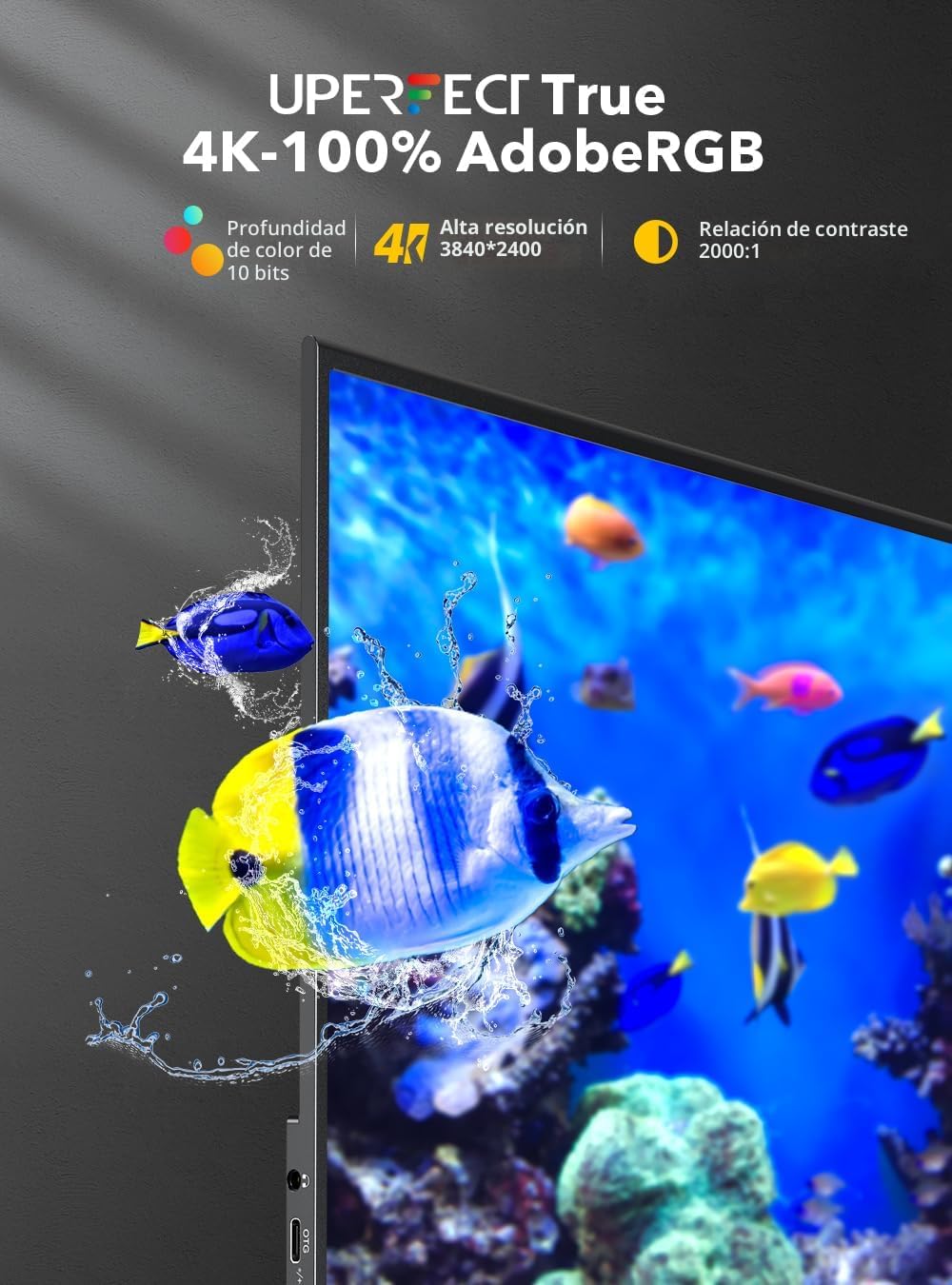 UPERFECT True 4K Monitor portátil QLED, monitor portátil de 15.6 pu...