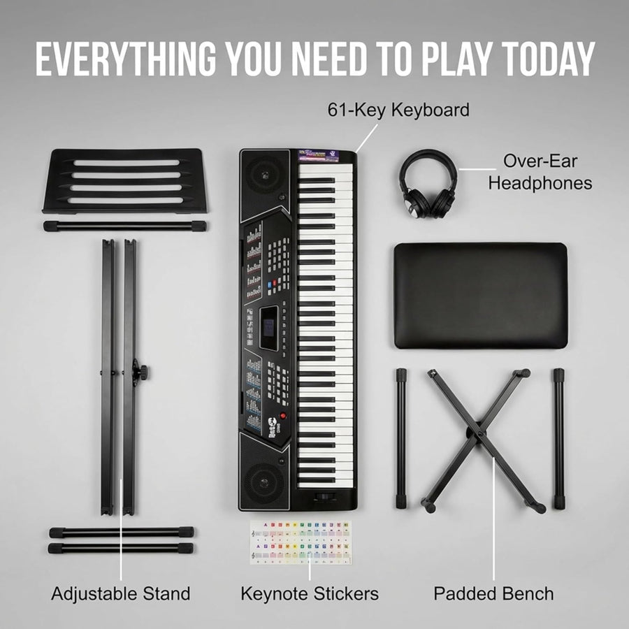 RockJam - Piano de teclado de 61 teclas con kit de curva de tono, b...