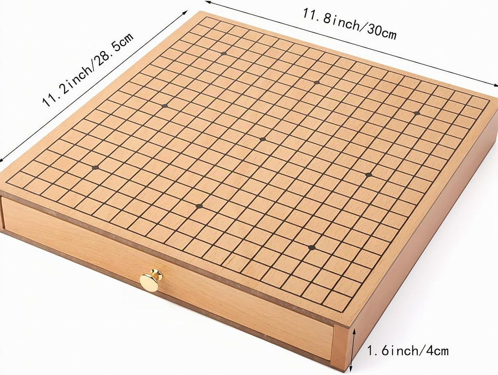 Juego de madera Go con cajones, tablero Go de 11.8 pulgadas con 361 piedras