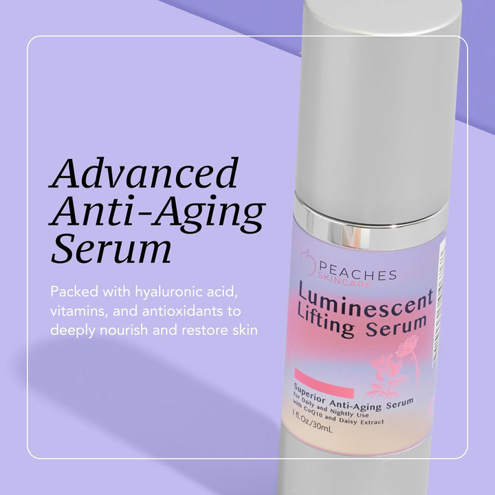 Peaches Skin Care Suero de elevación luminiscente \u2013 Fórmula de...
