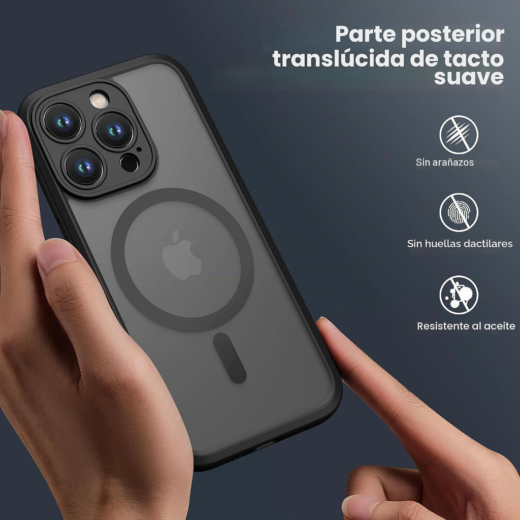 ImpactStrong Protector Magnético Diseñado para Funda iPhone 15 Pro [Protección de Cámara] [Probado contra Caídas de Grado Militar] [Compatible con MagSafe] Funda de Teléfono Delgada Translúcida Mate