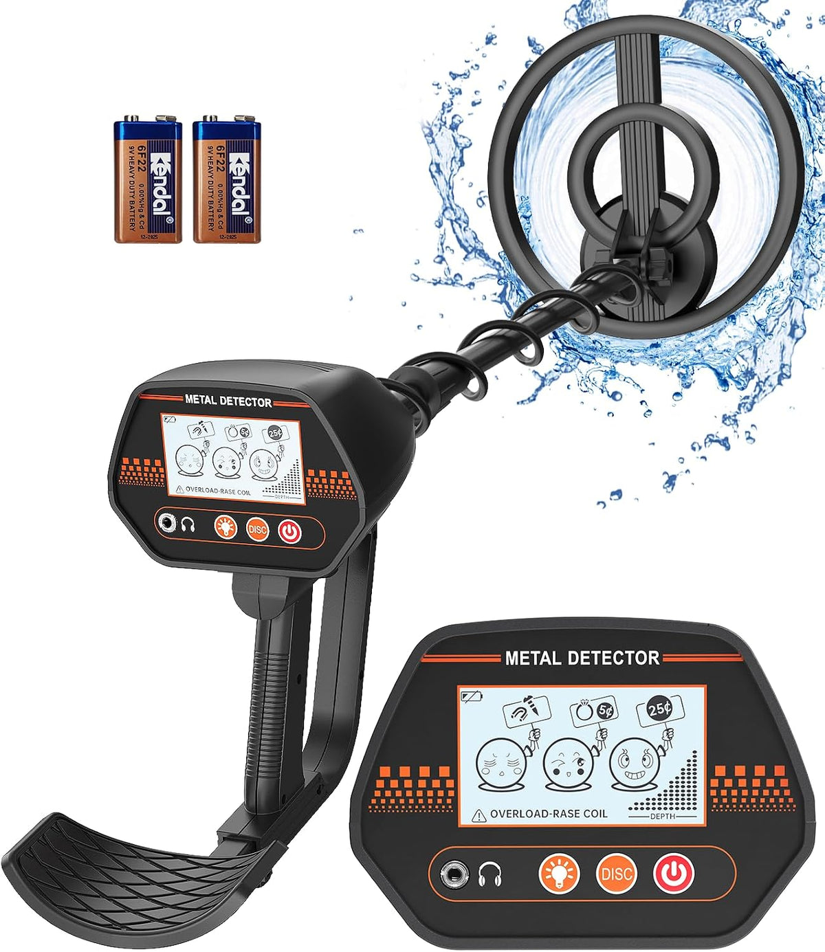 Detector de metales MD-4070 para niños, fácil de usar, divertida pantalla LCD, ligero y ajustable, detector de metales para niños, bobina impermeable de 8 pulgadas, caza de playa/patio