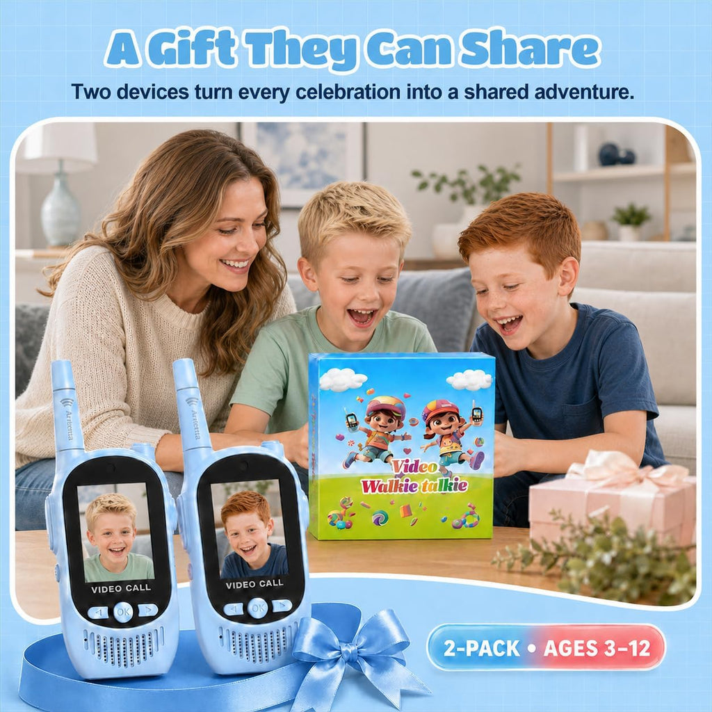 Walkie Talkies de video para niños, paquete de 2 walkie talkies recargables con cámara y pantalla, radios bidireccionales de largo alcance para acampar en interiores y exteriores, regalos para niñas y