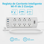Lámpara Regleta de alimentación de enchufe inteligente de 2 clavijas, adaptador de