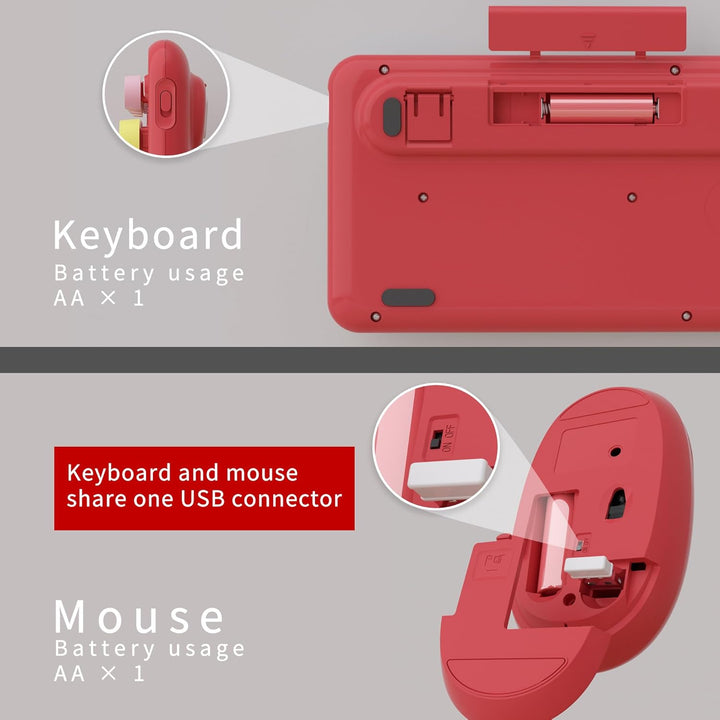 UBOTIE Teclado inalámbrico colorido para computadora y mouse óptico...
