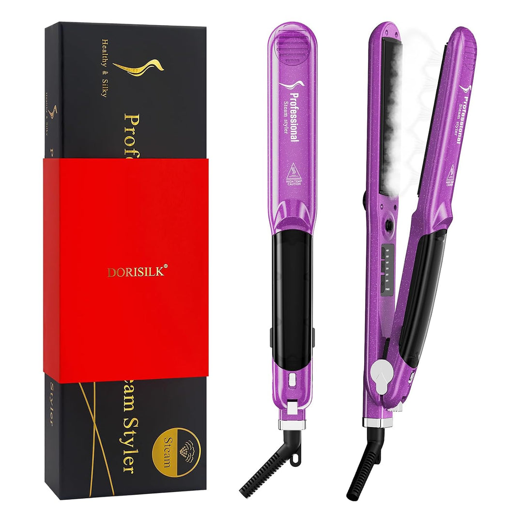 DORISILK Plancha de vapor 2.0 mejorada para cabello, plancha plana...