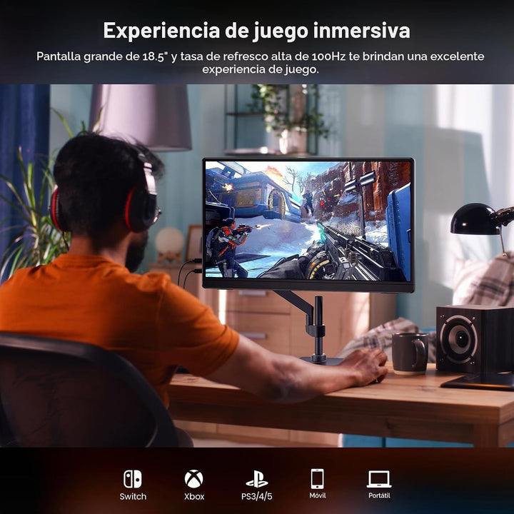 MNN Monitor portátil para juegos de 18.5" 100Hz FHD IPS USB-C H...
