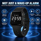 Reloj despertador para dormitorio, pulsera vibratoria, reloj de pulsera con vibración para dormir pesado, pulsera de choque silencioso, extra fuerte, despierta a personas sordas con TDAH