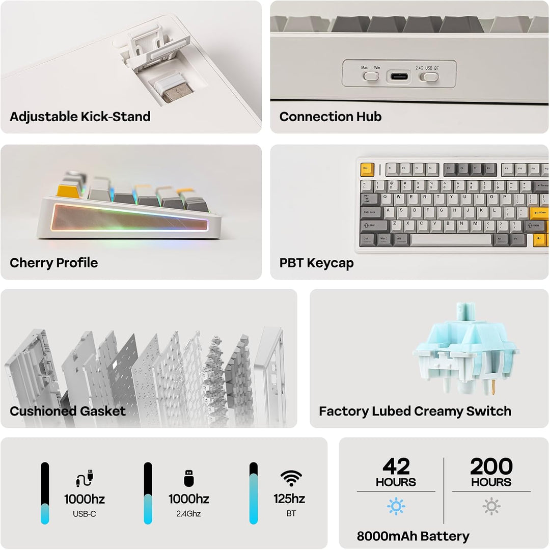 EPOMAKER TH80 V2 Teclado mecánico inalámbrico 75% con perilla de me...