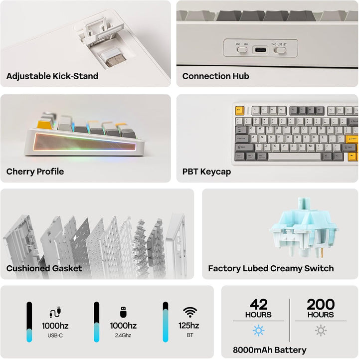 EPOMAKER TH80 V2 Teclado mecánico inalámbrico 75% con perilla de me...
