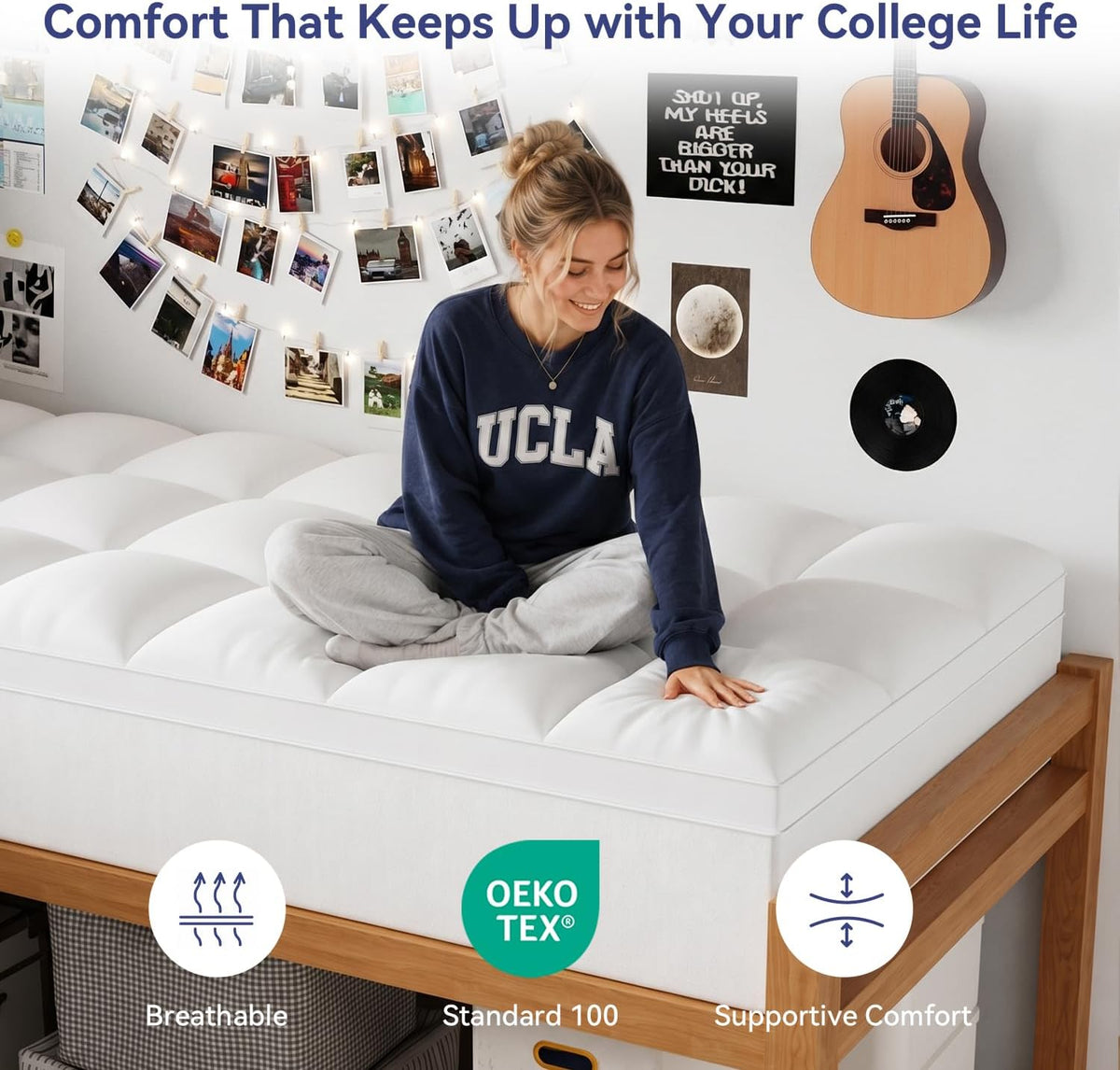 Cubrecolchón individual XL de ELEMUSE para dormitorio universitario