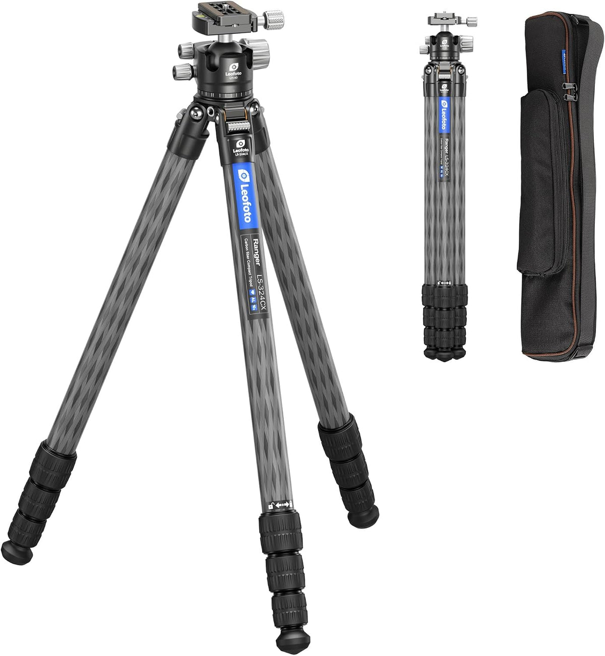 LEOFOTO Trípode de viaje de fibra de carbono de 71 pulgadas para cámara, trípode compacto y ligero con cabeza de bola panorámica de 360°, placa QR, columna central extraíble, carga de hasta 33 libras