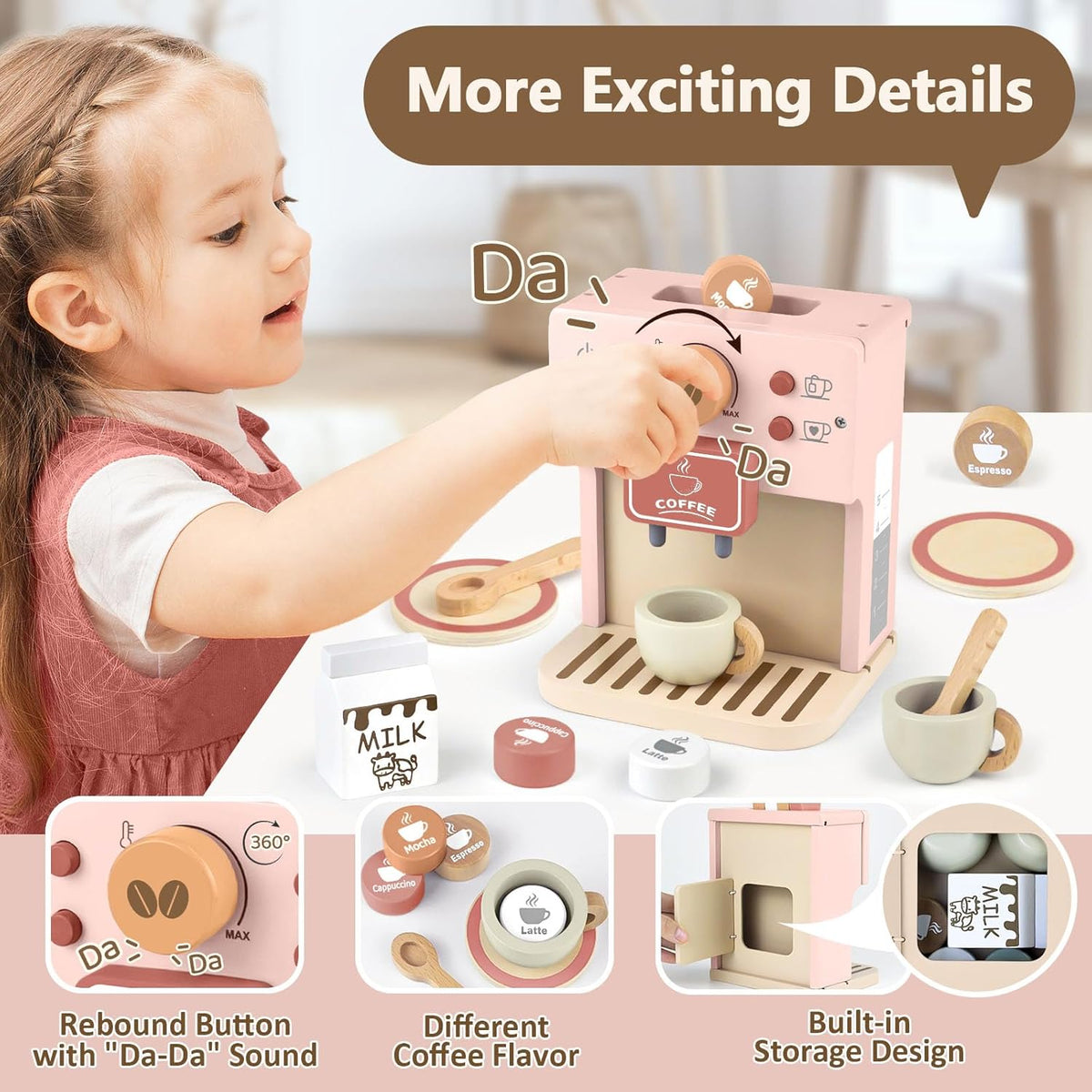 Juguete para niños, accesorios de cocina de madera, juego de simulación