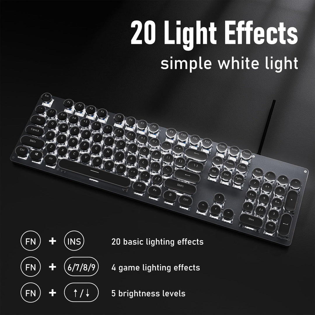 SEUNKWANG EWEADN TK100 - Teclado mecánico con cable, 104 teclas est...