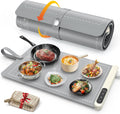 FYY Tapete de calentamiento de alimentos, bandeja de calentamiento eléctrica con 6 ajustes de temperatura y temporizador de 6 horas, calentador de alimentos de grafeno de superficie completa, bandeja