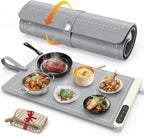 FYY Tapete de calentamiento de alimentos, bandeja de calentamiento eléctrica con 6 ajustes de temperatura y temporizador de 6 horas, calentador de alimentos de grafeno de superficie completa, bandeja