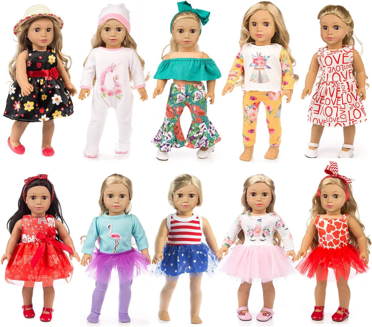 ZQDOLL 19 piezas de accesorios de ropa de muñeca americana, para juego de