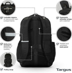 Targus Voyager EXP Mochila de viaje de 17 pulgadas, mochila expandible para laptop de 27L a 30 L, apta para puntos de control TSA, resistente al agua, bolsillo con bloqueo RFID, se adapta a portátiles