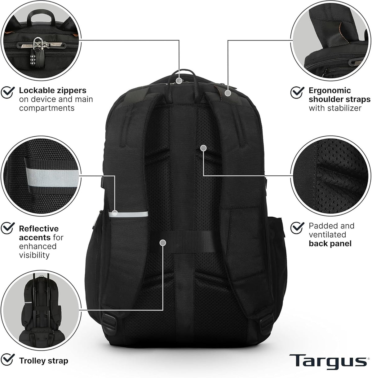 Targus Voyager EXP Mochila de viaje de 17 pulgadas, mochila expandible para laptop de 27L a 30 L, apta para puntos de control TSA, resistente al agua, bolsillo con bloqueo RFID, se adapta a portátiles
