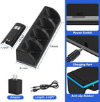 Remote Controller Charger para Wii/Wii U con 4 Pack 2800mAh Rechargeable Battery Pack, 4 puerto carga Station para Controller, Remotes Not Included