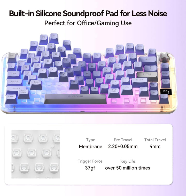 AUSDOM K75pro Teclado Inalámbrico Cremoso para Juegos, Teclado de C...