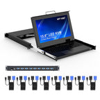MT-VIKI Consola KVM para rack de 15,6 pulgadas con monitor/teclado/panel