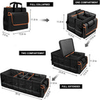Organizador y almacenamiento para maletero de automóvil con tapa y bolsa enfriadora extraíble a prueba de fugas, accesorios para automóvil, 6 divisores extraíbles para espacio personalizado