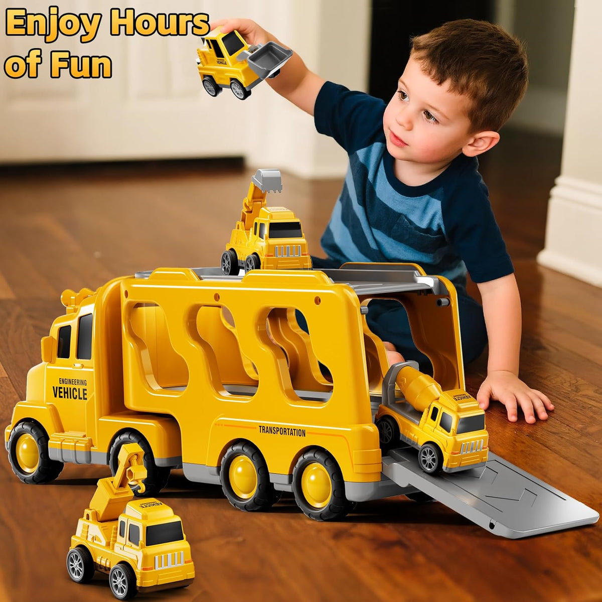 KIZONLY Camiones de construcción de juguetes para niños de 2, 3, 4,...
