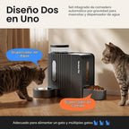 Comedero automático por gravedad para gatos, juego dispensador de agua y alimento, tazones de acero inoxidable