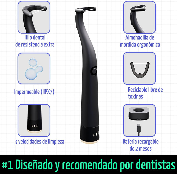 Flosser eléctrico FLAUS - Tejido extra fuerte - Removedor de placa...