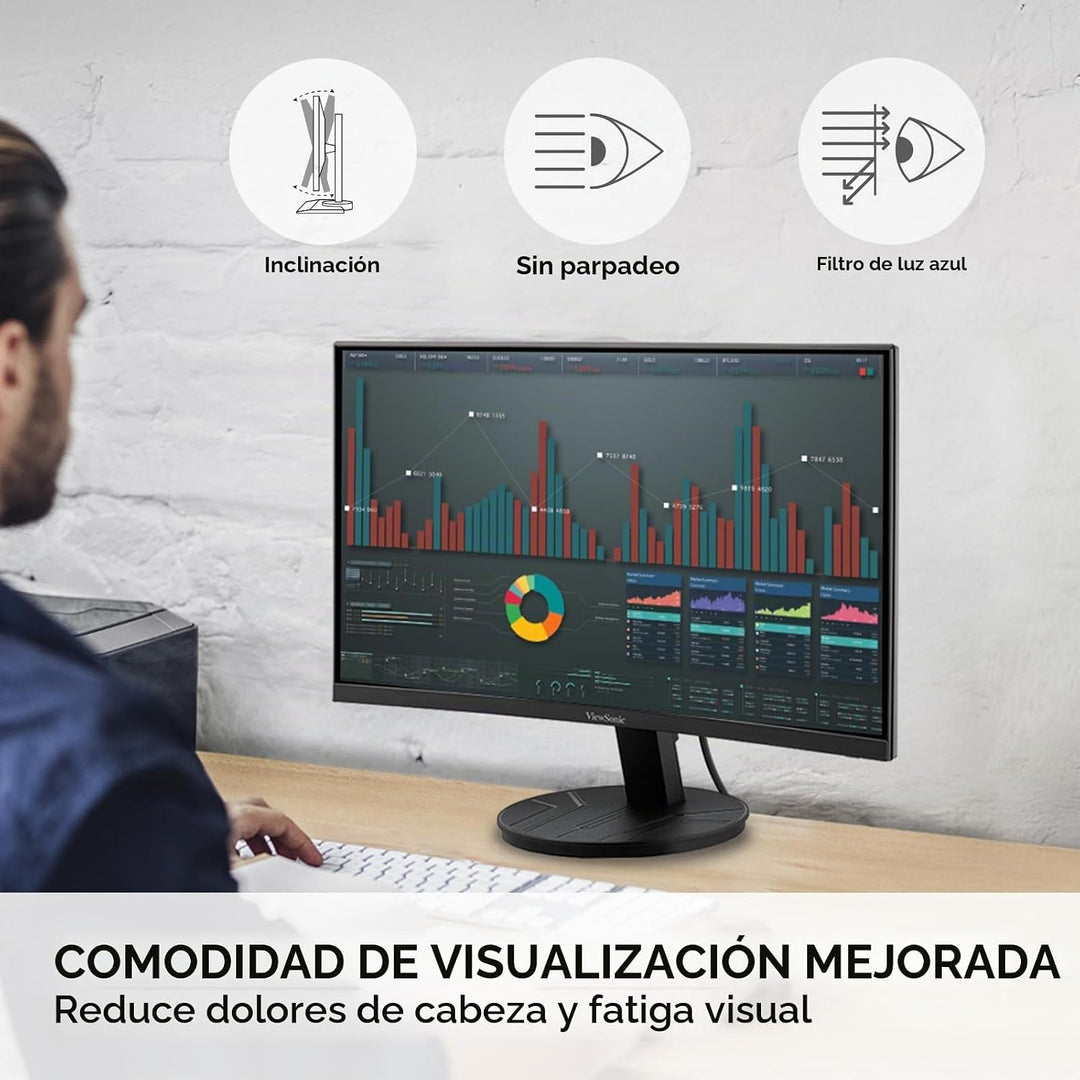 ViewSonic VA2416C Monitor curvo Full HD 1080p de 24 pulgadas sin ma...