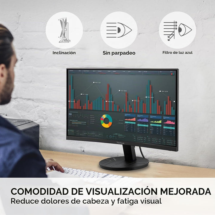 ViewSonic VA2416C Monitor curvo Full HD 1080p de 24 pulgadas sin ma...