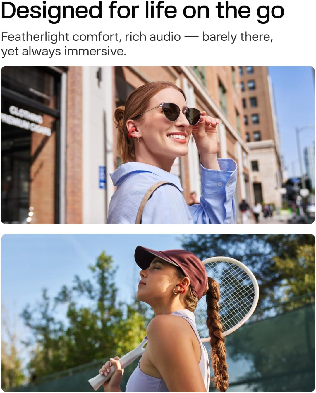 SHOKZ OpenDots - Auriculares de oreja abierta, auriculares con clip...