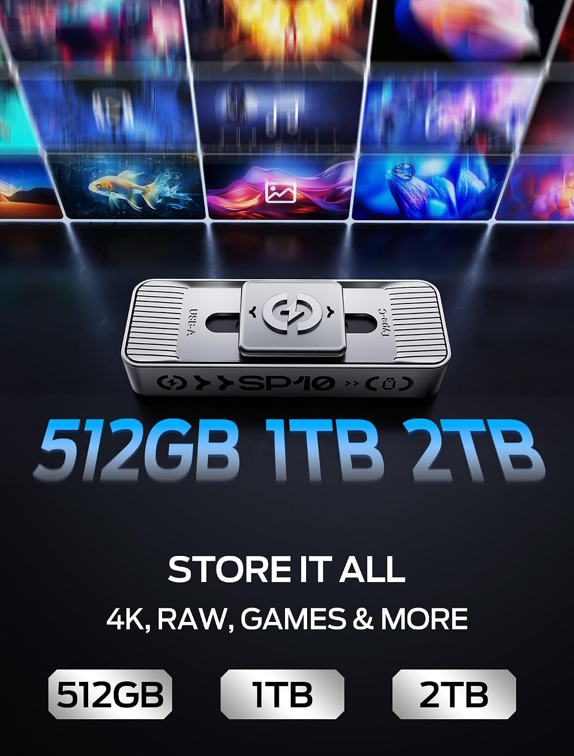 MOVE SPEED Unidad externa de alta velocidad de lectura de 2 TB, 105...