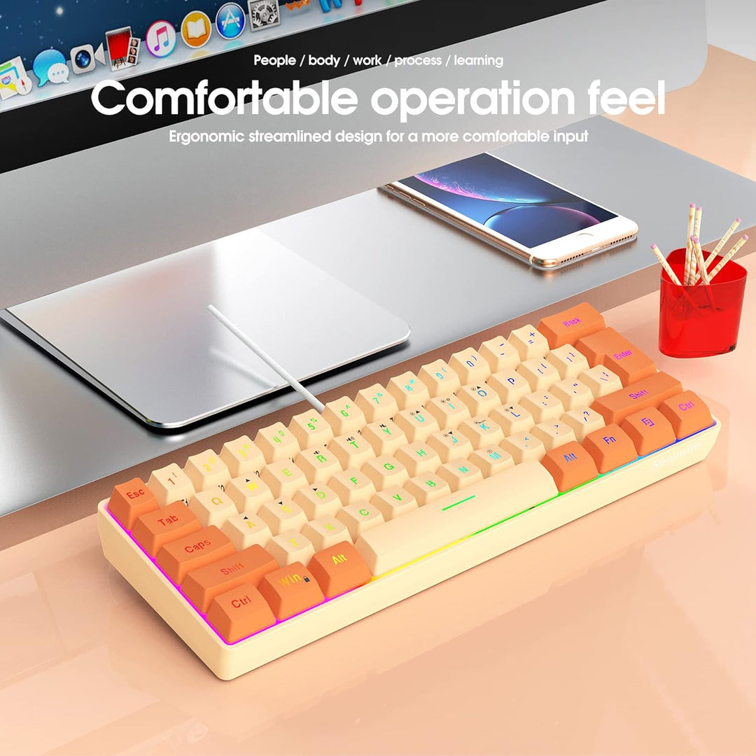 Snpurdiri - Teclado para videojuegos 60% con cable, retroiluminado...