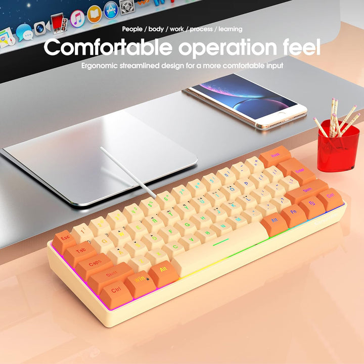 Snpurdiri - Teclado para videojuegos 60% con cable, retroiluminado...