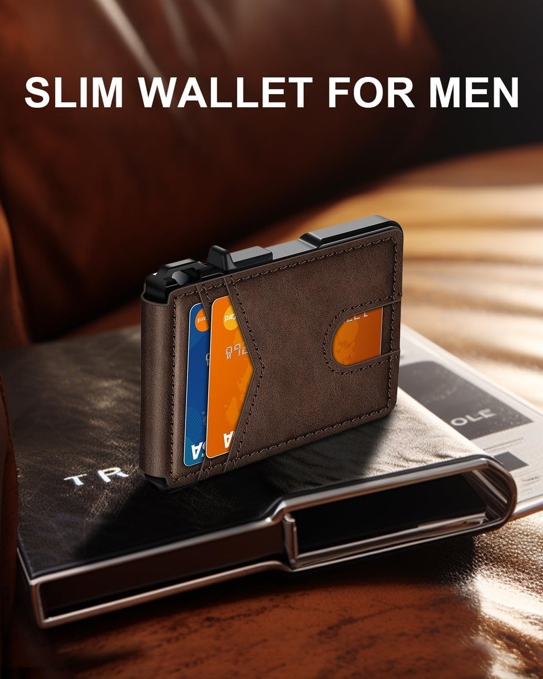 Cartera para hombres, cartera minimalista para hombres de 9-13 tarj...