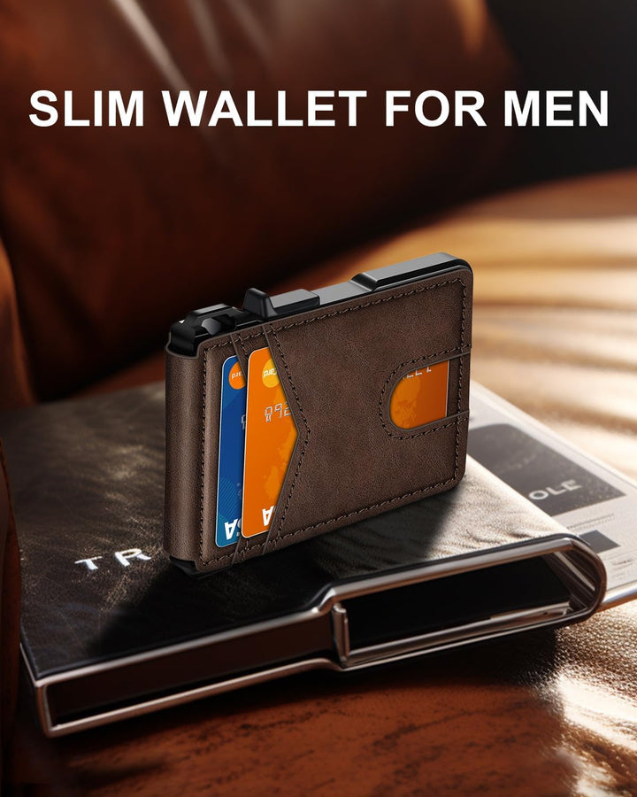 Cartera para hombres, cartera minimalista para hombres de 9-13 tarj...